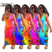 abhelenss europe and the united states hot summer sexy hollow out dresses fashion tie dye printing hollow large sexy dress