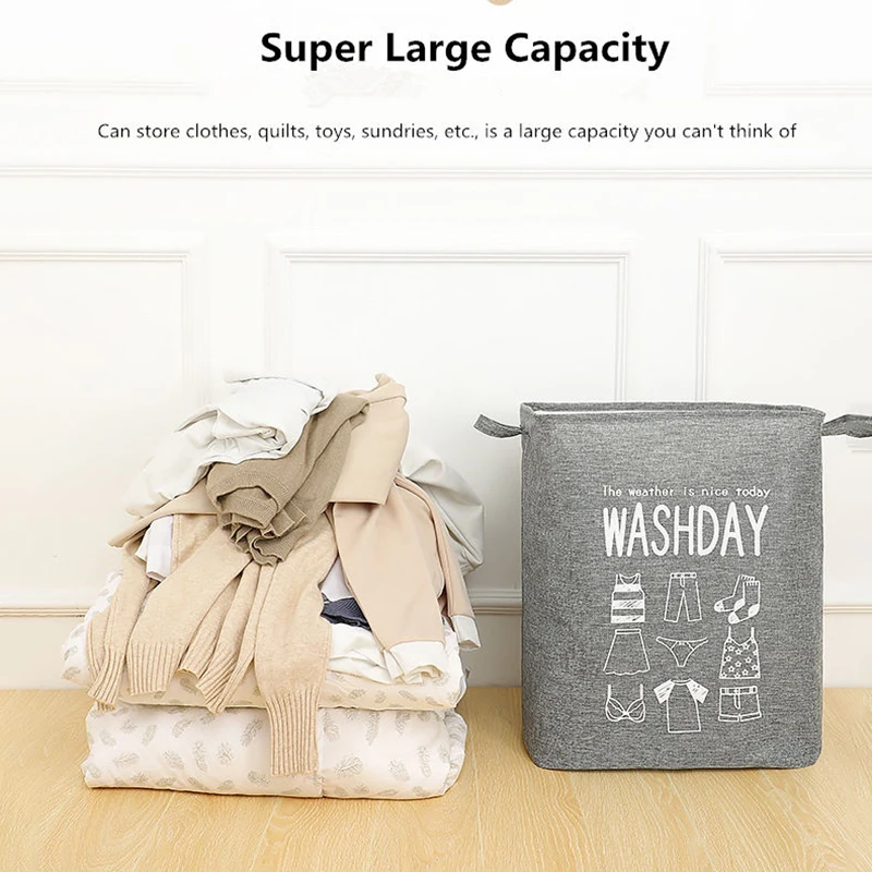 Big Mac folding storage bag cotton hemp waterproof dustproof belt drawstring moisture-proof Quilts clothe storage books basket40