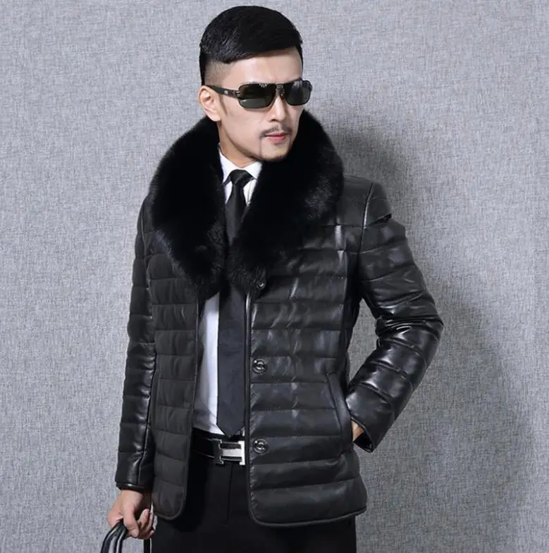 Осенняя Черная куртка из искусственной кожи мужское зимнее плотное теплое