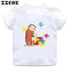 2020 летняя детская футболка для мальчиков, Любопытный Джордж, детские футболки с мультяшным принтом, забавная Милая обезьяна, детские топы для девочек, одежда, HKP5266