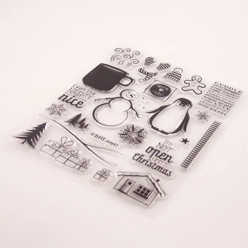 Рождественский дом снеговика дерево прозрачный значок для DIY