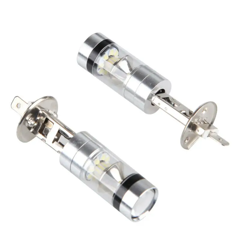 2pcs LED Headlight Parts H1 100W 12-24V Projector Driving DRL Replacement |