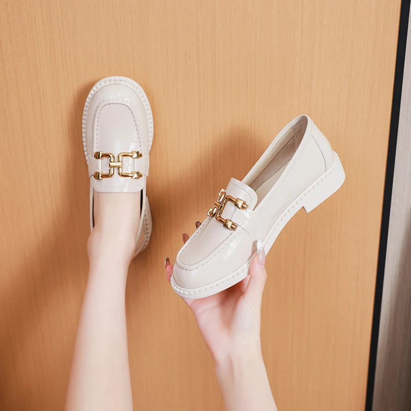

Spring Shoes Female British Style 2021 New Thick-soled College Style Casual Loafers Genuine Leather Fashion Shoes Girls School