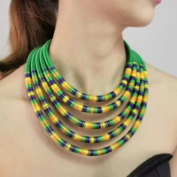 european and american exaggerated magnetic buckle necklace fashion multilayer mixed color braided choker womens banquet jewelry