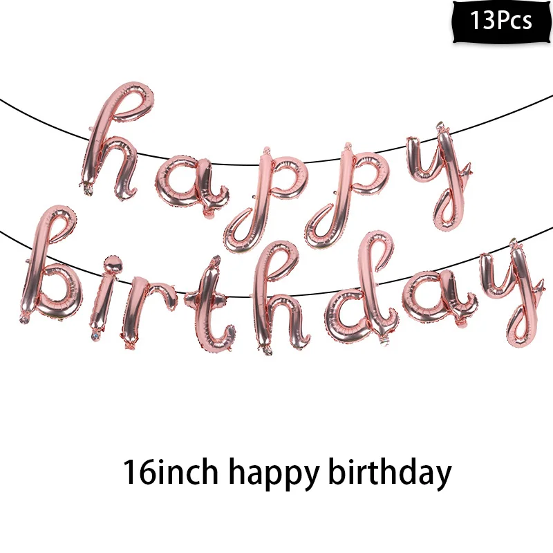 16inch HBD MEIDDING/вечерние одноразовые столовые приборы цвета розового золота; соломинки для чашек шампанского; декор для вечеринки в честь первого дня рождения; вечерние принадлежности для малышей - Цвет: 16inch HBD