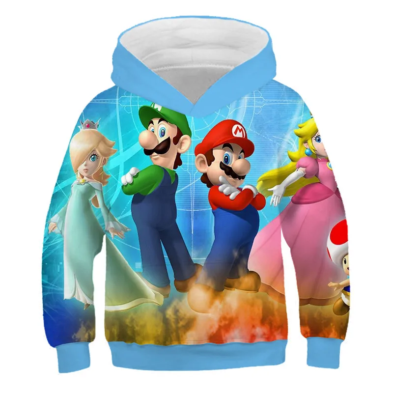 

2021 Print Super Mario Sweatshirt Boys cartoon hoodies Fleece Hoodie Mario brother polyester Hooded Autumn and spring Hoodies