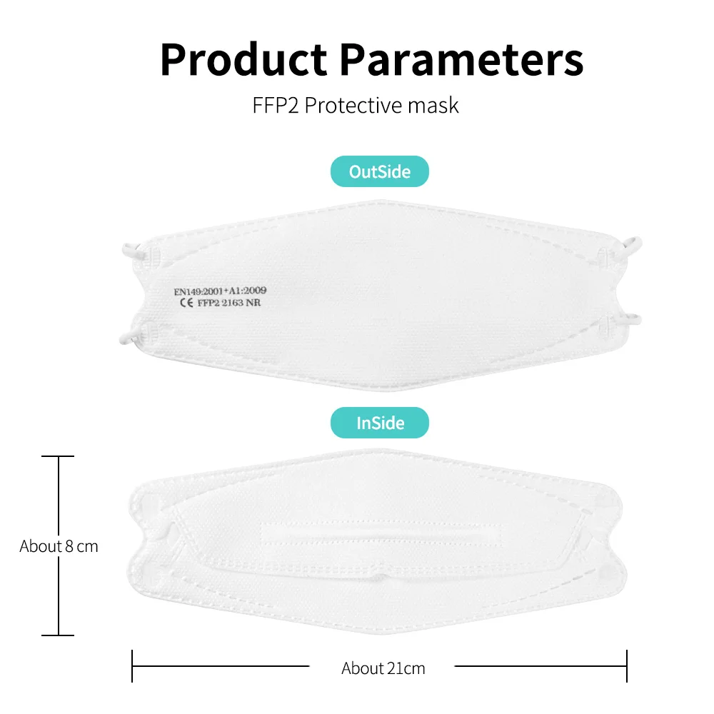FFP2 Mascarillas Coreanas KN95 FPP2 одобренная Корейская маска для лица с рыбками 4 слойная FFP 2