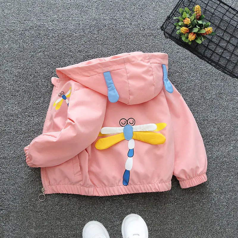 

Autumn Girls Hooded Jackets Children Kids Cartoon Dragonfly Rabbit Fashionable Outwear