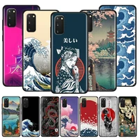 japanese style art japan case for samsung galaxy s10 s20 s10e s9 s8 plus note 20 ultra 10 lite 9 black tpu phone cover capa