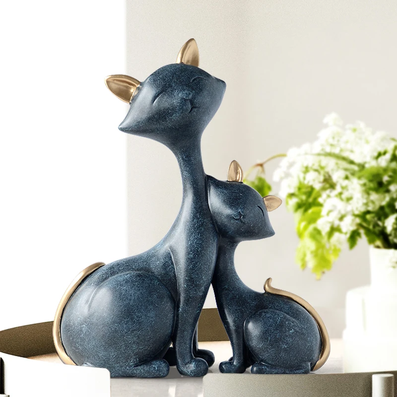

Nordic Resin Cat Figurines Statuedecorative Animals Sculpture Desktop Gift Cat Ornaments Home Decor Casa Living Room Accessories
