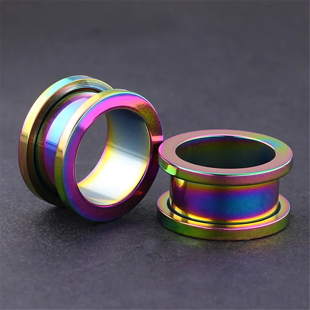 Multicolor 2 шт. Эспандер для ушей, тоннели, Женские аксессуары, ювелирные изделия из нержавеющей стали, мужские круговые Большие колесные ушные раковины, пирсинг для пупка - Metal color: Multicolor