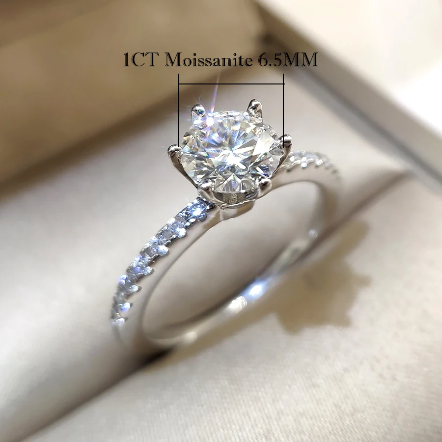Luomansi 100%-S925 серебро 18K Withe золото кольцо 1 карат муассанит кольца обручальные