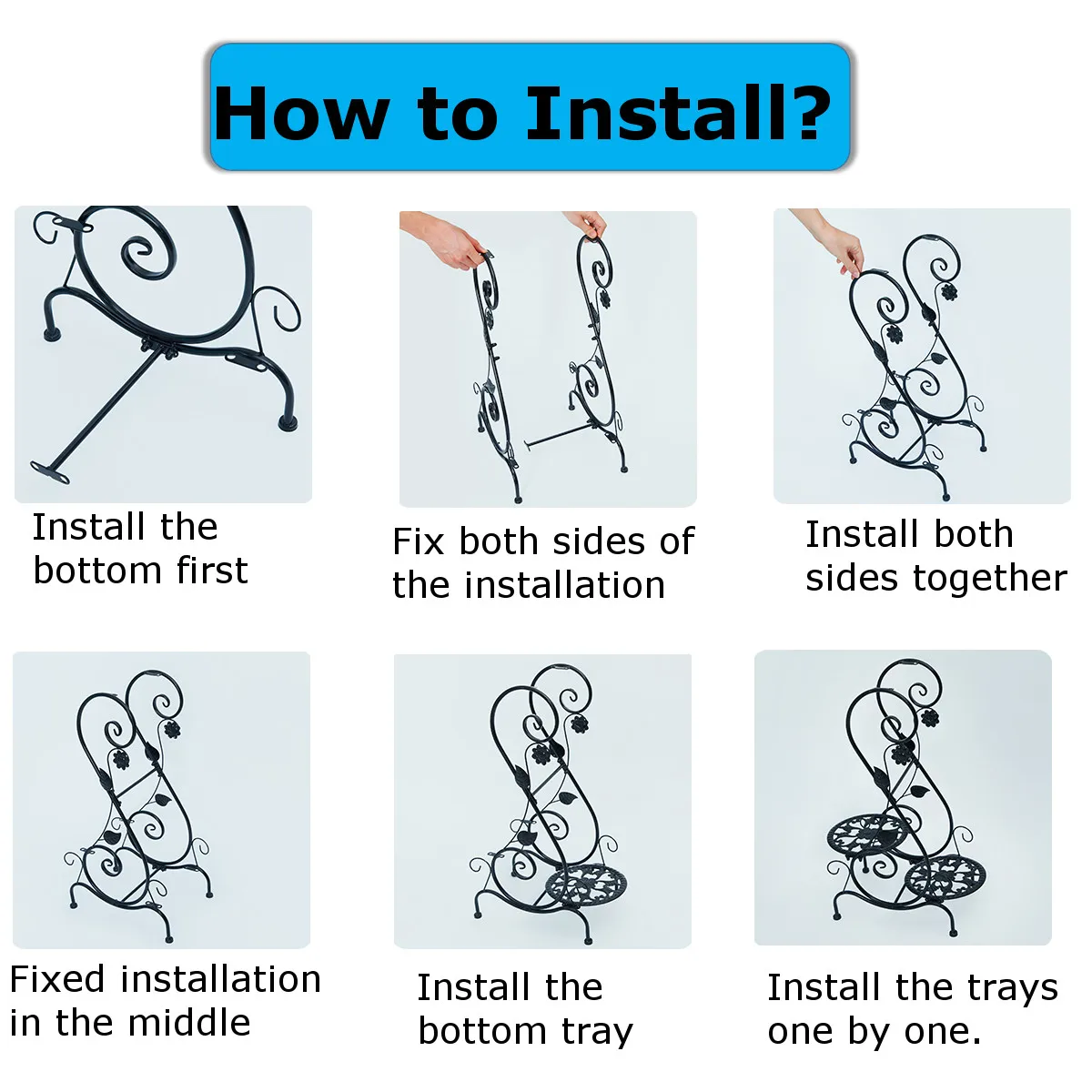 

Simple Metal Flower Plant Display Stand Home Garden 3 Tiers Plant Flower Pot Storage Rack Durable Balcony Flower Stand 2 Colors