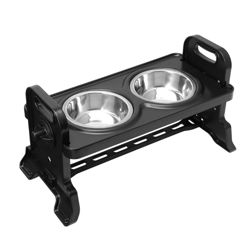 

Anti-Slip Elevated Double Dog Bowls Adjustable Height Pet Feeding Dish Stainless Steel Foldable Puppy Cat Food Water Container
