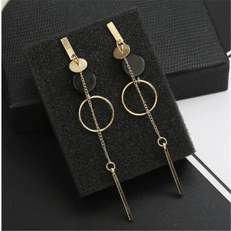 Темпераментные Асимметричные висячие серьги с круглыми бусинами длинные