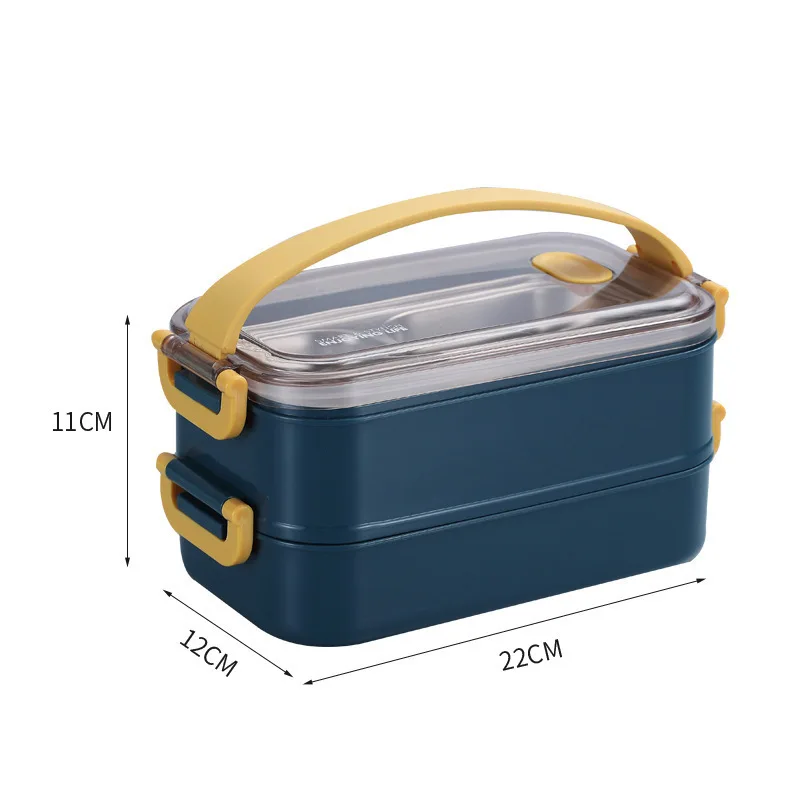 

Stainless Steel Lunch Box Thermal Bento Boxes Double Layered Microwave Heating Food Storage Container For School Work Picnic