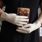 Перчатки женские из козьей кожи, с перфорированной подкладкой