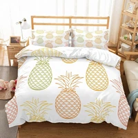 nordic style white bedding set golden pineapple single double tropical fruit duvet cover teens quilt coverpillowcase 23 piece