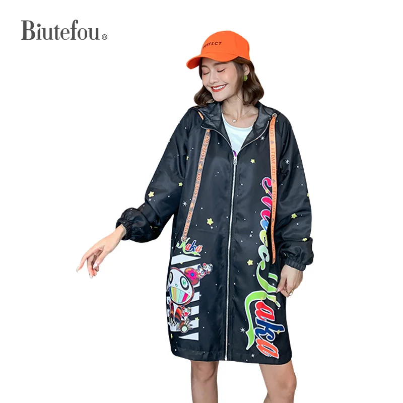 2020 осеннее шикарное пальто с модным мультяшным принтом женские