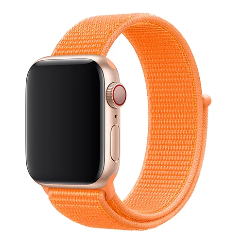 Спортивные петли для наручных часов Apple Watch, версии 44/42/40/38 мм 5/4/3/2/1 нейлоновый ремешок для наручных часов браслет ремешок с крючками и петлями застежка - Цвет ремешка: Papaya