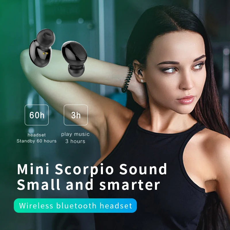 

Wireless Bluetooth 5.0 TWS Earphone Mini in-ear Earbuds noise canceling Sport Headset With charging bin For smartphone