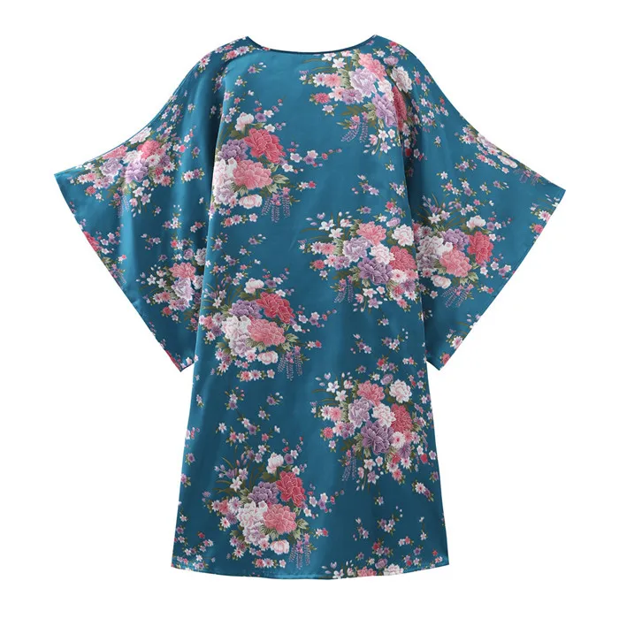 Цветочная ночная рубашка женская цветочная ткань атласная свободная одежда