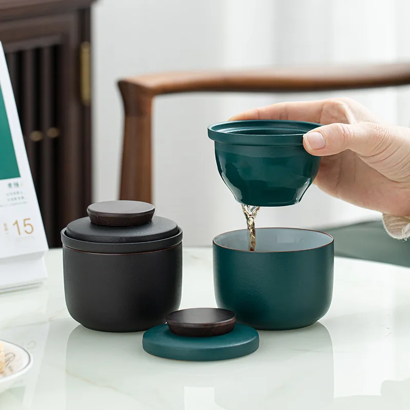 

Дизайнерская чайная посуда, дорожный семейный чайный набор, Gaiwan, уличная Автомобильная быстрая чашка, одна чашка, одна мини-сумка для перено...