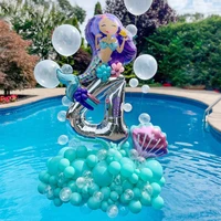 90pcslot mermaid party balloons princess foil balloon under the sea shells adornment birthday anniversary decorations favors