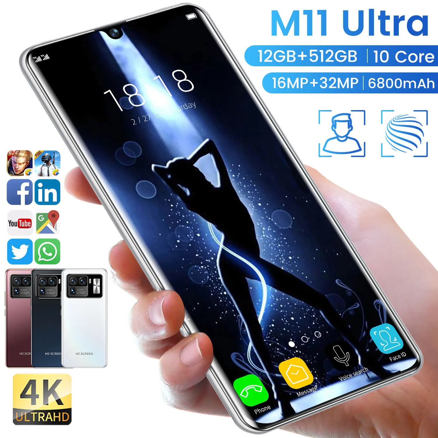 

Inteligente mi 11 Ultra, versión Global, 6.7 Inch, 6800mAh, 12G + 512G, Android, identificación facial, compatible con Google 4