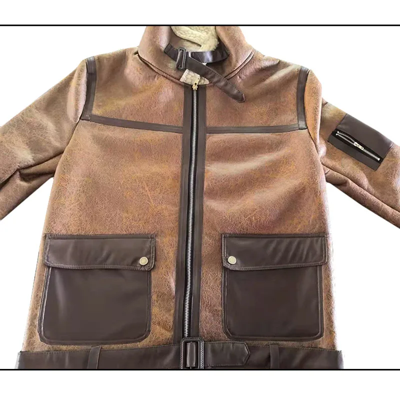 

New Fashion Men Motorcycle PU Coat Autumn Winter Leather Jacket Fake Fur Collar Zipper Outerwear Male Clothing