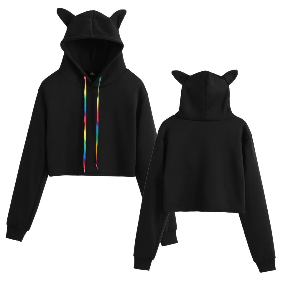 

XS-XXL Women Sweatshirts Women's Solid Hooded Short Sweater Female Hoodies Lady Cropped Autumn Fashion Tops W70057
