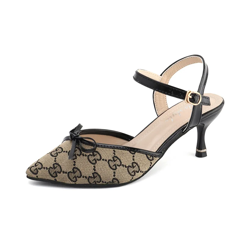 

NAICEN Fashion Able Women's Sandals Half Slippers Versatile Mesh Bow High Heel Sandals Zandalias De Mujer De Moda