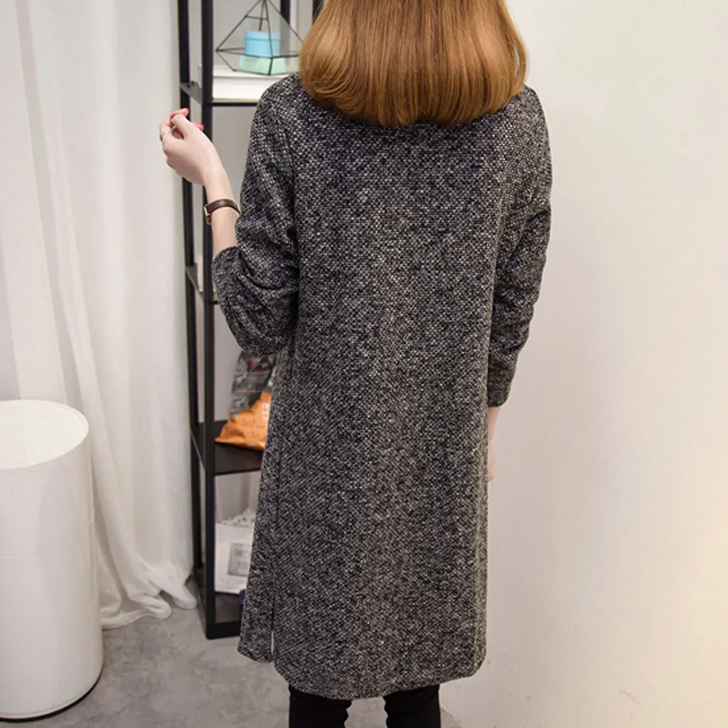 Женское длинное пальто элегантный женский вязаный кардиган оверсайз с длинным