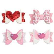 Oaoleer – pinces à cheveux scintillantes, 3 pouces, jolies Barrettes en forme de cœur rose pour petites filles, accessoires pour la saint valentin  (3)