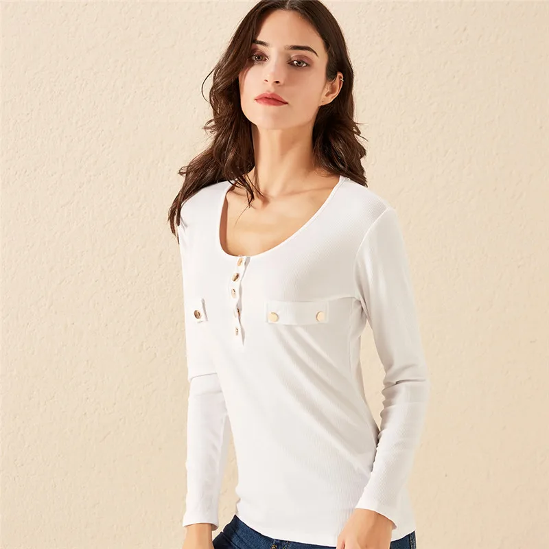 

Women Shirts Blouse Ladies Long Sleeve Tops NEW Spring Elegant Button Female Sexy V-Neck Slim Pullovers Tops