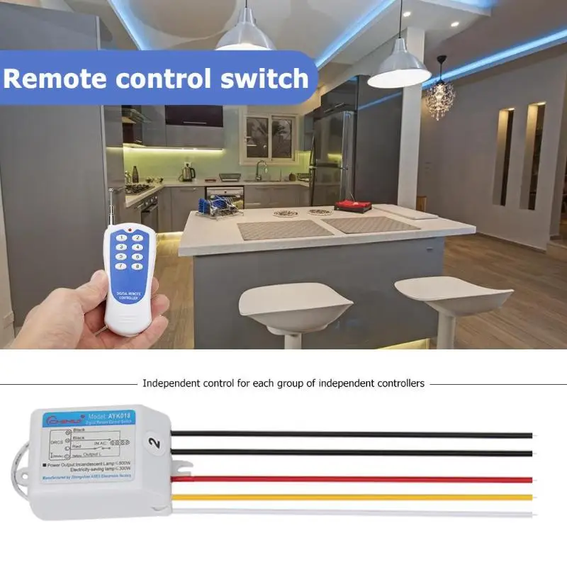 

8 Channel Lamp Digital Remote Controller AC180V-240V50Hz / 60Hz Receiver Wireless Remote Control Switch 12V 23A Battery