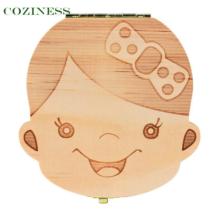 

COZINESS Baby Souvenirs Teeth Collection Box Teeth Lanugo Umbilical Cord Souvenir Box Wooden Multi-language Support Wholesale