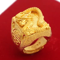 domineering 3d carving dragon rings for men gold color finger ring male jewelry motorcycle party rings hip hop jewelry