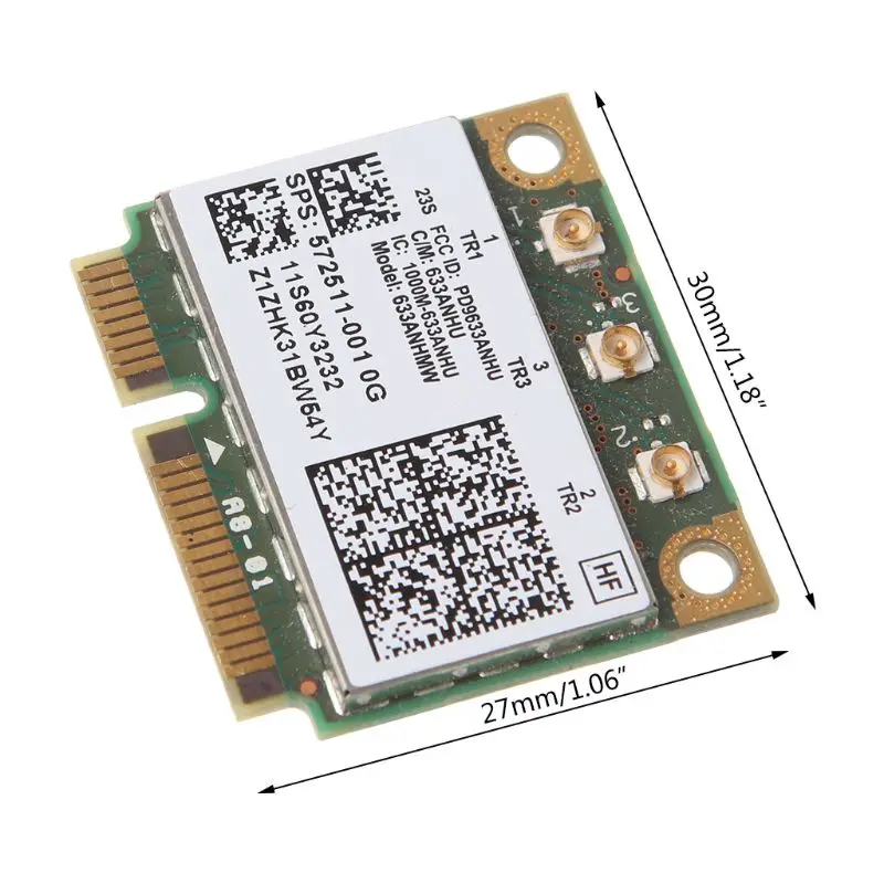 

Dual Band 6300AN Half Mini PCIe for In-tel Wireless Wifi Card 450M for H-P 8770w 8760w 8770w 6460b 8460w 2560p SPS:572511-001