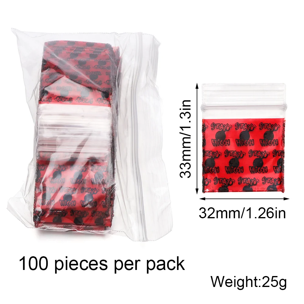 100Pcs пластиковый мешок запечатывания Портативный красного цвета с рисунком