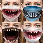 Mascarilla adulto многоразовая маска с принтом зуба акулы маска клоуна для лица моющаяся взрослая Пылезащитная маска для дыхания