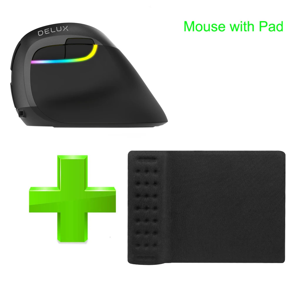 Delux M618 Bluetooth 2,4G Двухрежимная Вертикальная мышь эргономичная Беспроводная Встроенная перезаряжаемая мощность с подставкой для запястья комплект коврика для мыши