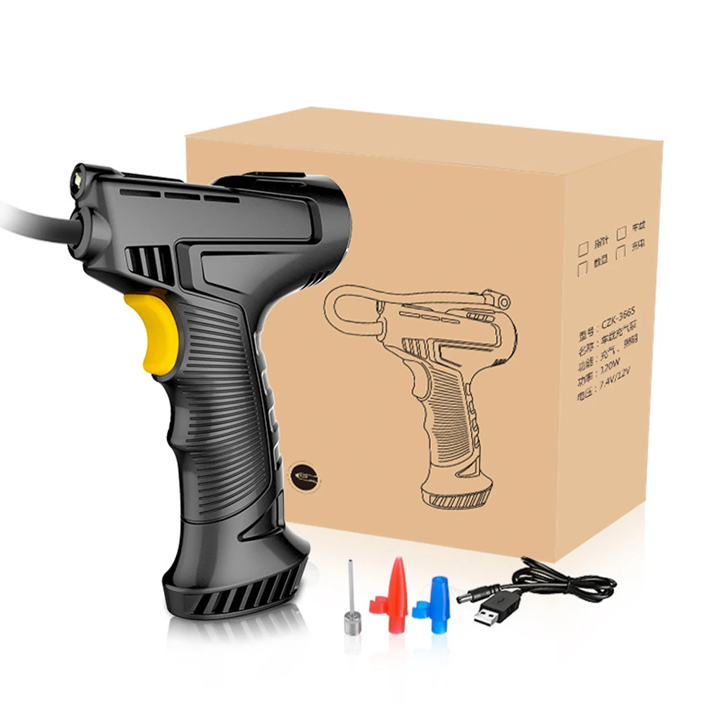 120W Air Compressor Tire Inflator Cordless Rechargeable Pump for Car Tires with Pressure Gauge Emergency LED Lights | Автомобили и