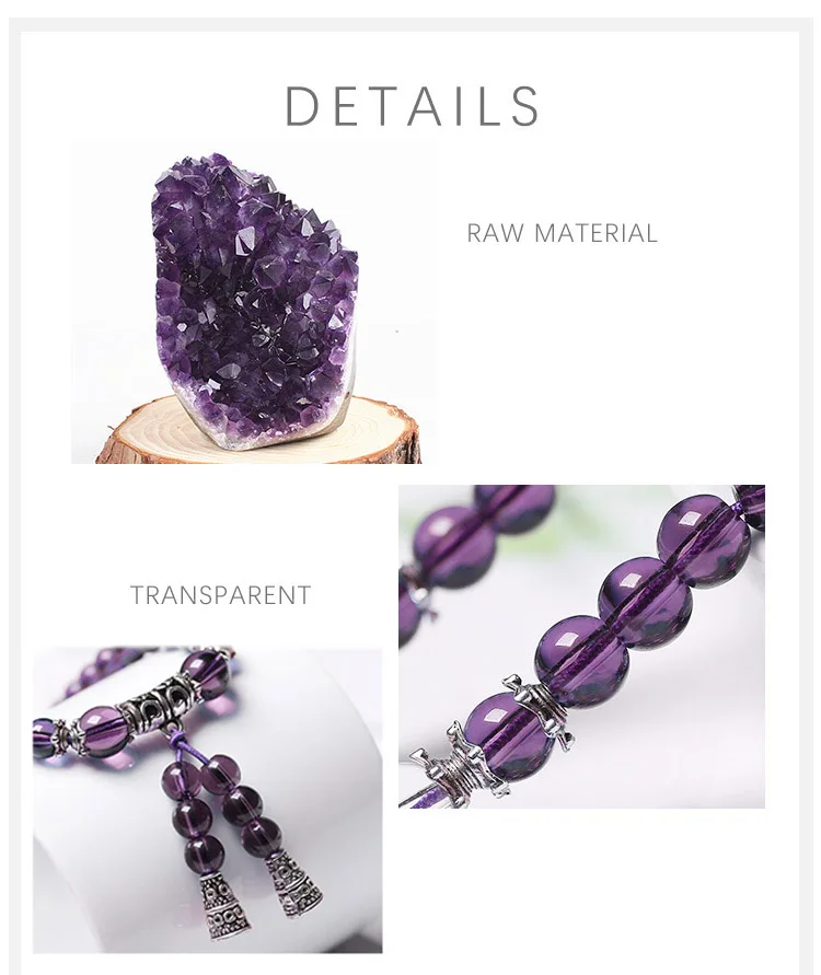 Браслет фэн шуй с аметистом декоративное Ювелирное Украшение из драгоценных