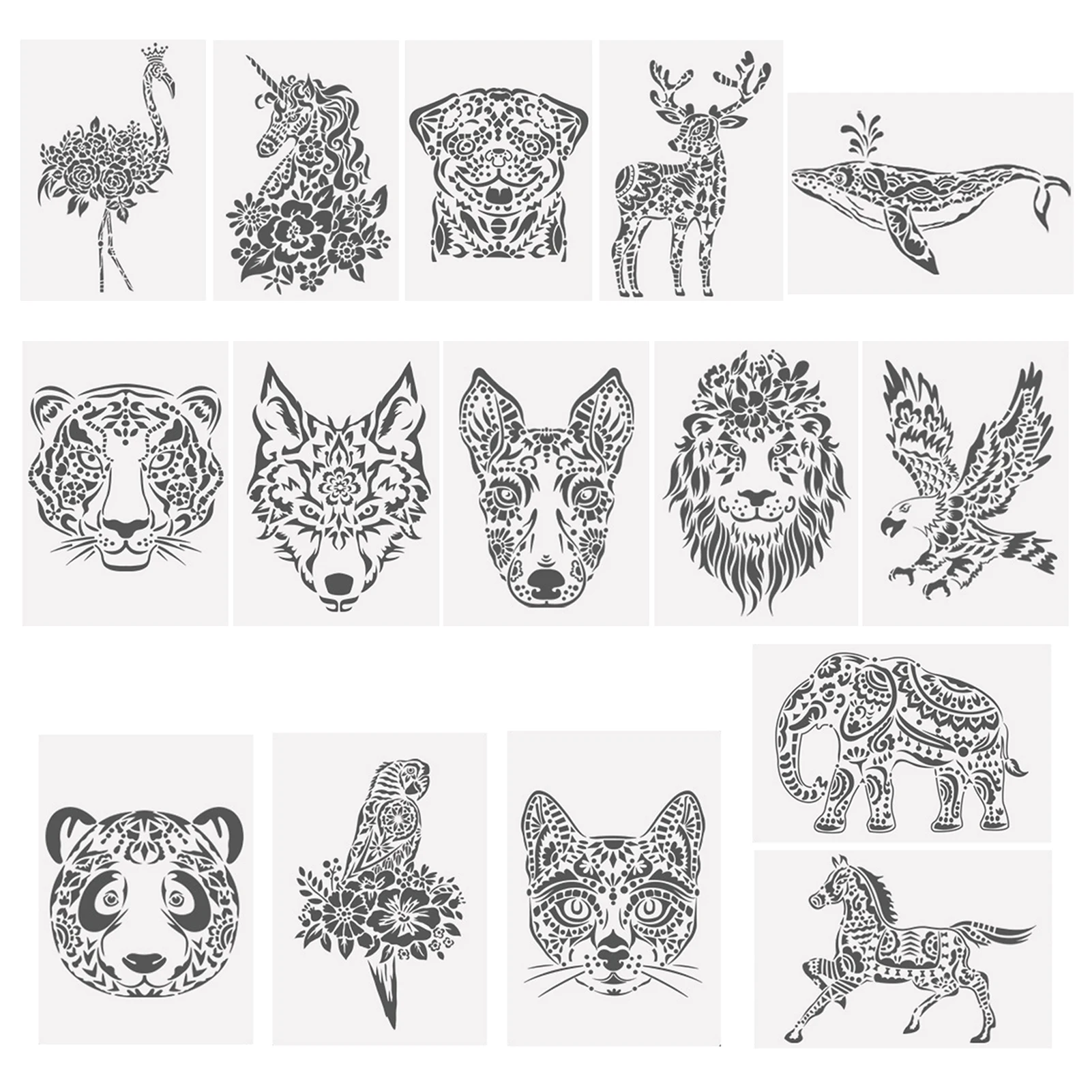 

5pcs Animal Stencils DIY Craft Layering Stencils For Walls Painting Animal Painting Stencils Hollow Craft Stencil Gift For Kids