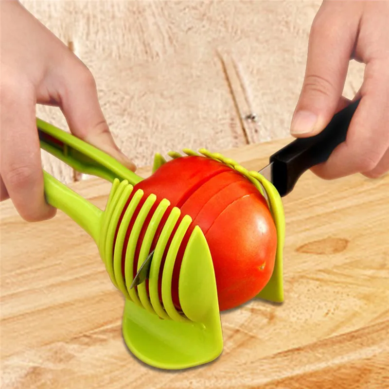 Plastic Hand Slicer Potato Tomato Cutter Tools Lemon Round Slice Clip Fruit Splitter Cutting Holder Kitchen Accessories | Дом и сад
