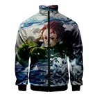 Модная аниме искусственная 3d-куртка на молнии без капюшона Мужская спортивная одежда для мальчиков Женская куртка на молнии с воротником-стойкой для девочек