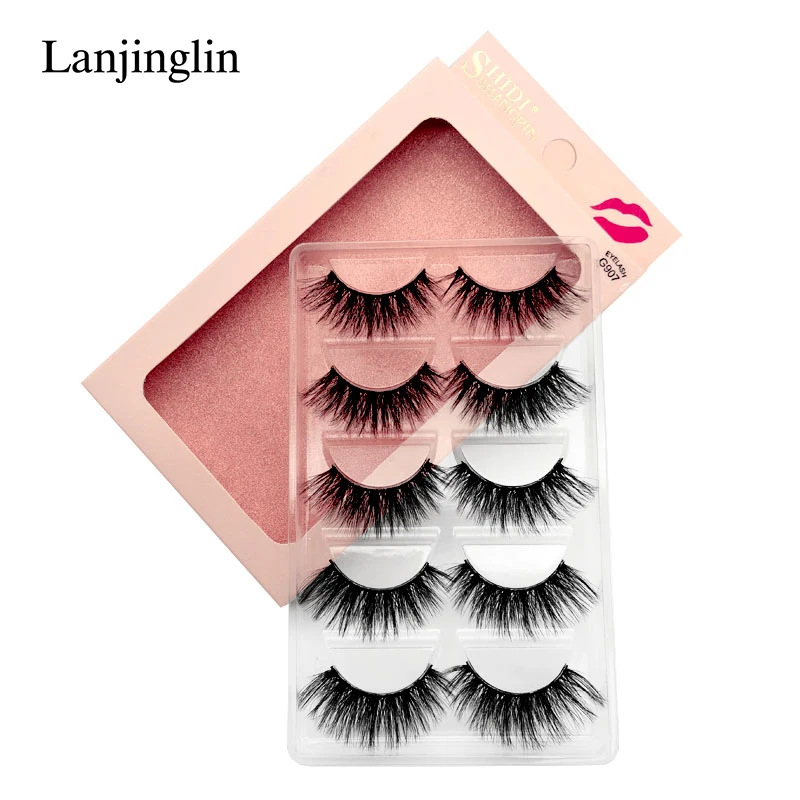 LANJINGLIN, 4/5 пар, норковые ресницы, натуральные, длинные, 3d, норковые накладные ресницы для наращивания, пушистые, без грубости, макияж, накладные ресницы