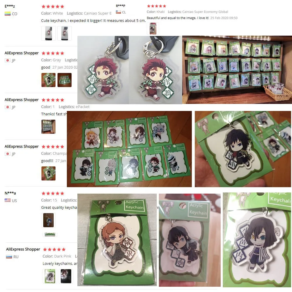 

Wholesale Anime Demon Slayer Kimetsu no Yaiba Figure Keychains Cute Tanjirou Nezuko Two Sided Acrylic Keyring For Men Fans Gift