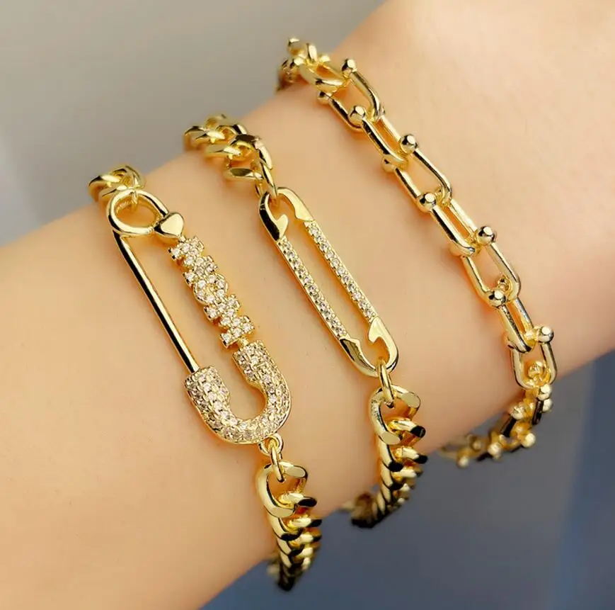 

Fashion New Exquisite Shell LINKS Zircon Paper Clip Charm MOM Bracelet Female Students Crystal Handmade Jewelry B83